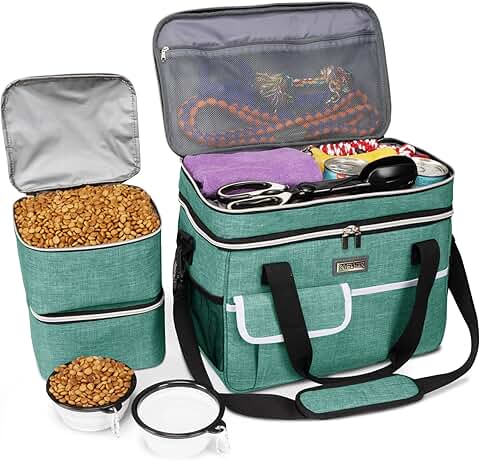 Dog Travel Bag with Food Containers and Bowls