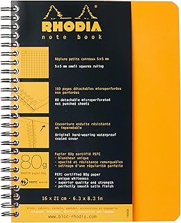 Orange spiral notebook with small squares, 160 pages