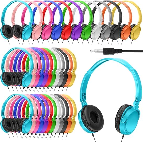 36 Pack Classroom Headphones for Students in Multiple Colors