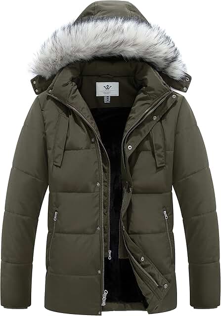Men's Thick Winter Puffer Coat with Hood