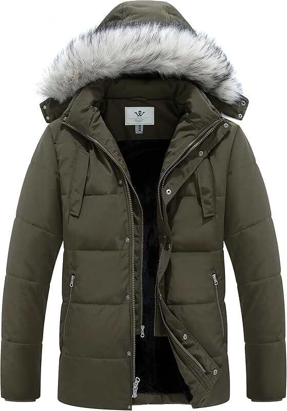 Men's Thick Winter Puffer Coat with Hood