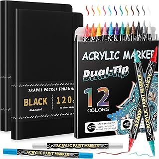 Black Sketchbook with Metallic Markers, 2 Pack