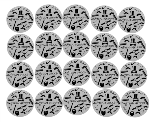 Wedding Team Groom Vinyl Stickers, 2-inch, 20 Pack