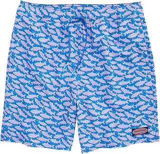 Men's 7-Inch Printed Tide Blue Swim Trunks