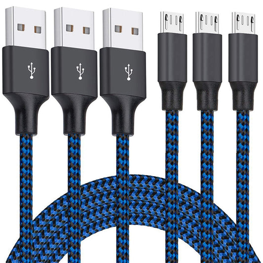 Micro USB Cable 3-Pack, 10FT Braided Charging and Sync Cords