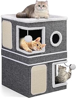 Double-Storey Cat House with Beds, Hideaway, and Toys