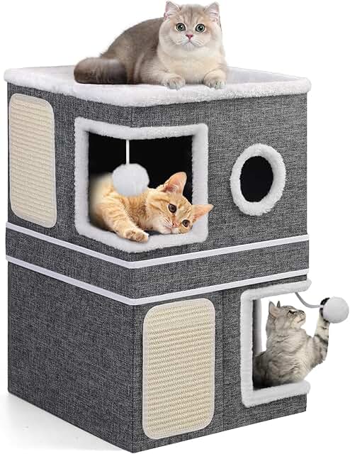 Double-Storey Cat House with Beds, Hideaway, and Toys