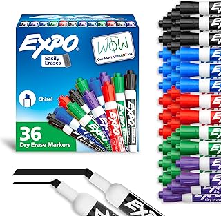 Low Odor Dry Erase Markers, Assorted Colors, Pack of 36