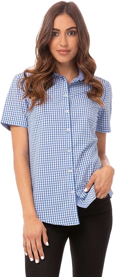 Women's Short Sleeve Gingham Dress Shirt