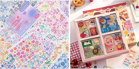 150 Sheets Colorful Shiny Bubble Heart Butterfly Ribbon Stickers