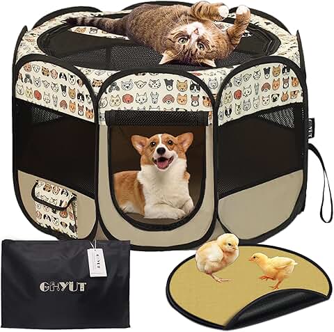 Waterproof Foldable Dog Playpen with Cushion