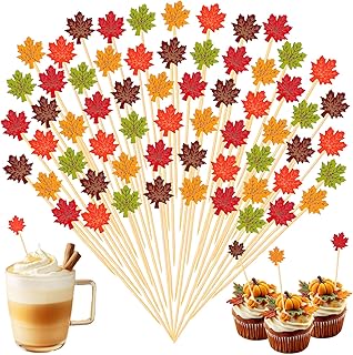 120 colorful maple leaf cocktail picks for fall decor