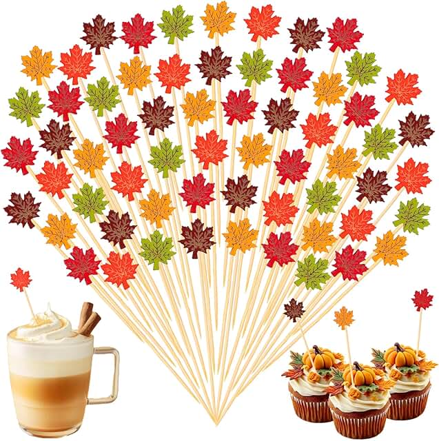 120 colorful maple leaf cocktail picks for fall decor