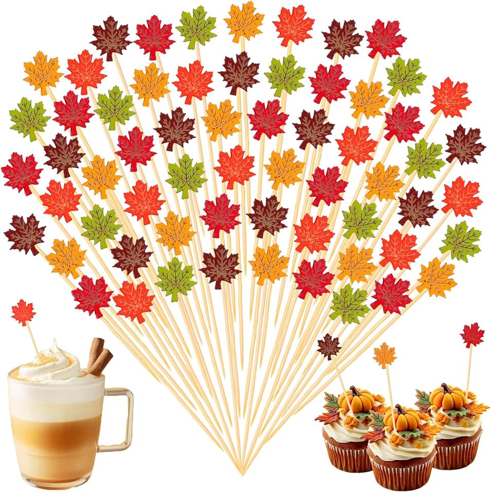 120 colorful maple leaf cocktail picks for fall decor