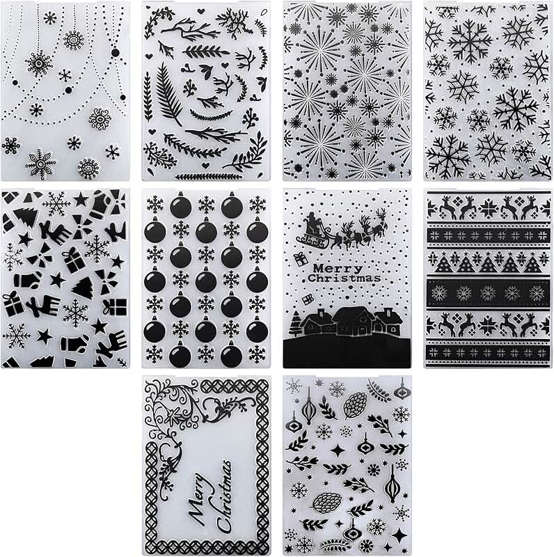 10 Snowflake Deer Leaves Embossing Folders for Crafts