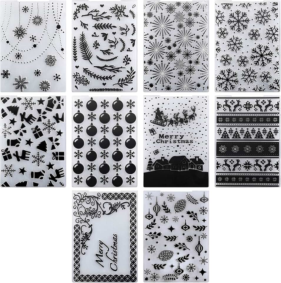 10 Snowflake Deer Leaves Embossing Folders for Crafts