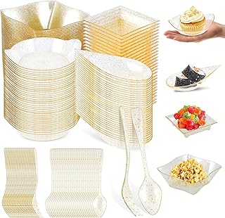 Set of 200 Mini Appetizer Plates with Spoons and Forks