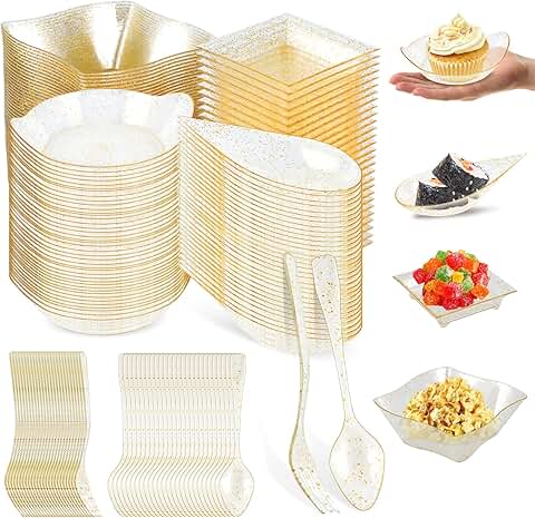 Set of 200 Mini Appetizer Plates with Spoons and Forks