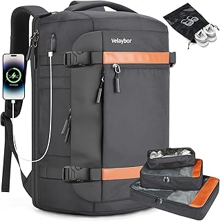 42L Water-Resistant Travel Backpack with USB Port