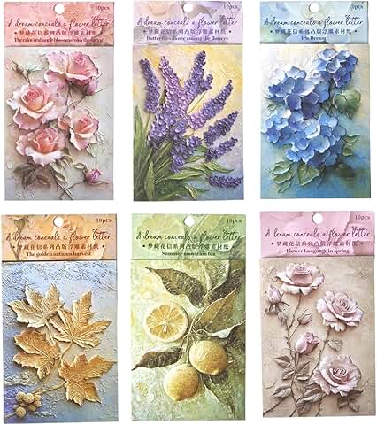 60 Sheets Vintage Flower Embossed Scrapbook Paper
