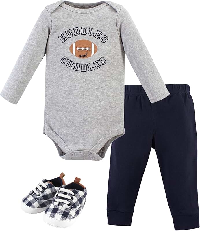 Baby Cotton Bodysuit, Pants, and Shoes Set