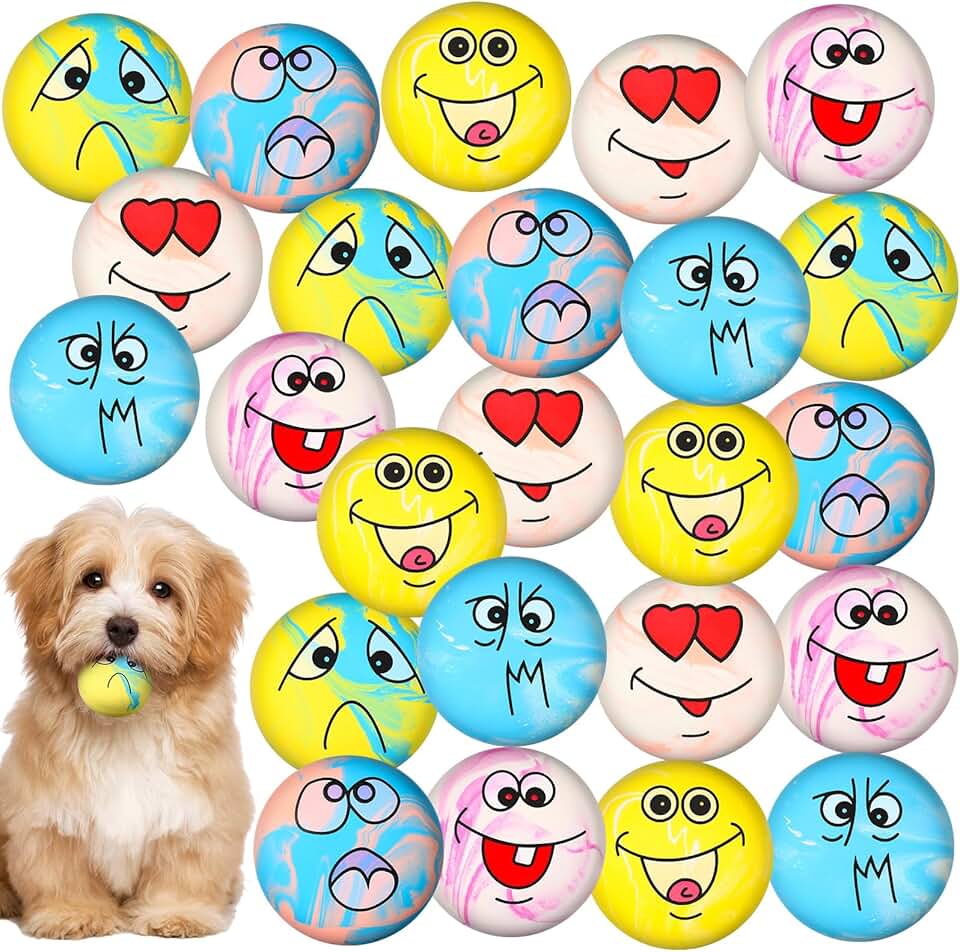 24 Fun Face Squeaky Dog Toys for Small and Medium Pets