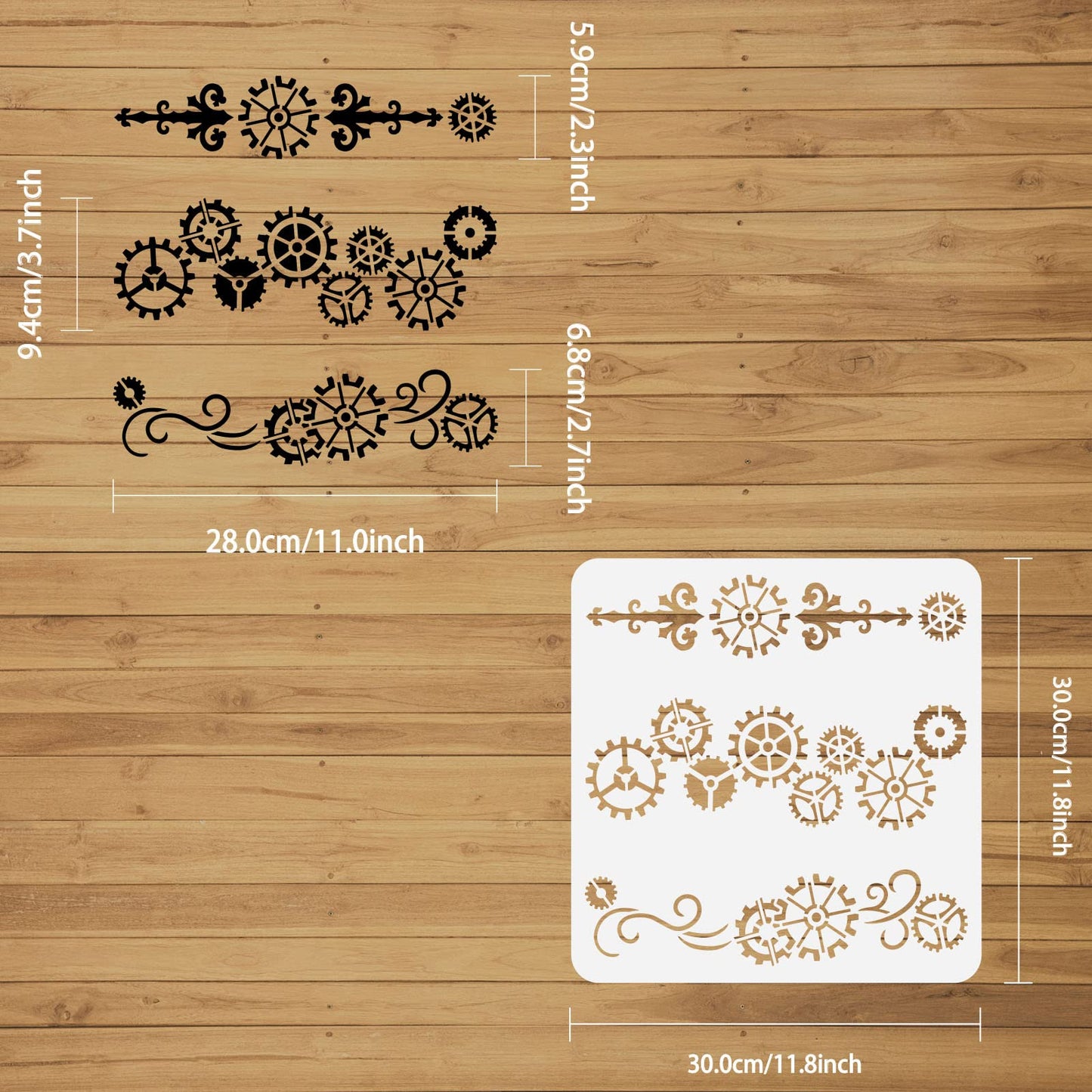 Gear Border Art Kit Reusable DIY Gears Pattern 11.8x11.8 inch