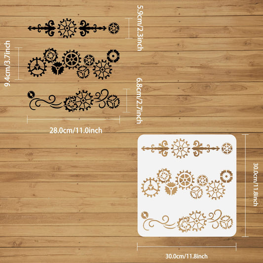 Gear Border Art Kit Reusable DIY Gears Pattern 11.8x11.8 inch