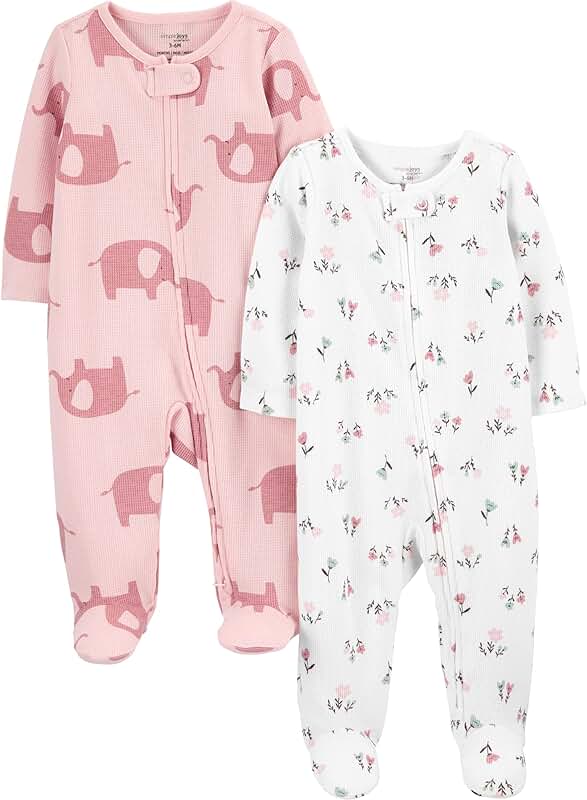 Baby girls' 2-in-1 thermal footed sleep and play set