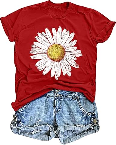 Women's Sunflower Graphic T-Shirt with Vintage Flower Design