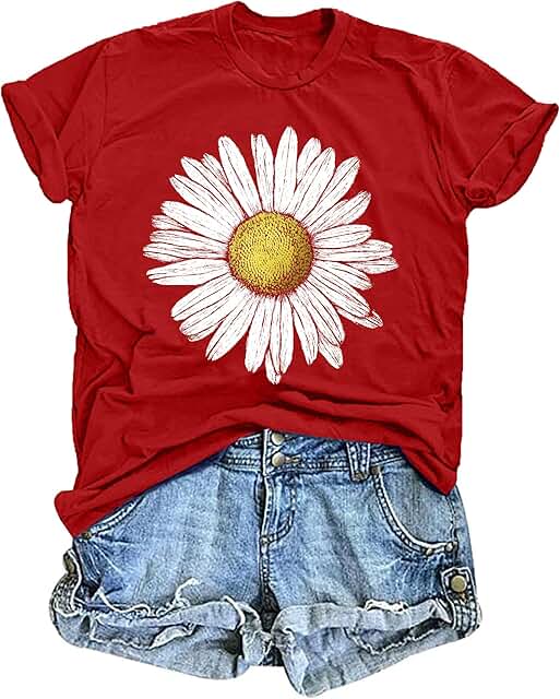 Women's Sunflower Graphic T-Shirt with Vintage Flower Design