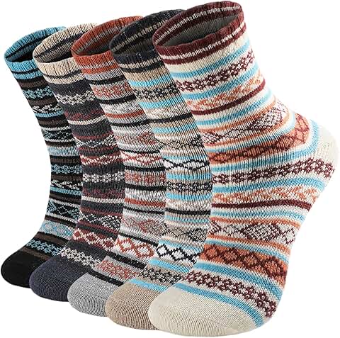 Five Pairs of Soft Warm Wool Socks for Women