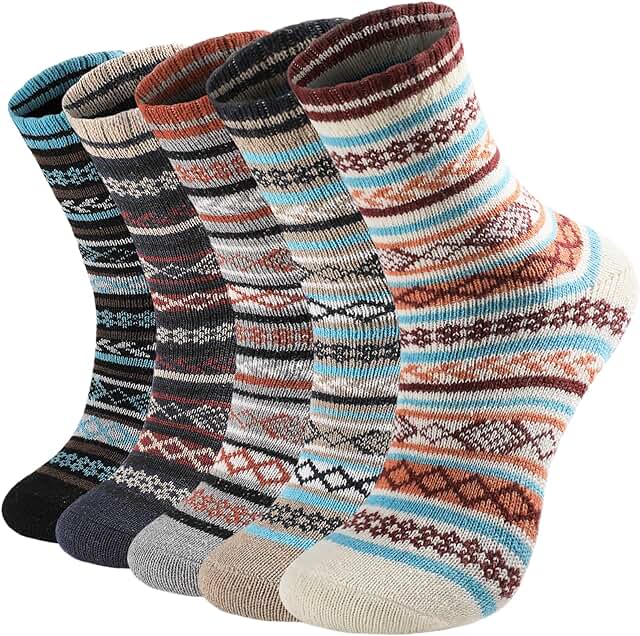 Five Pairs of Soft Warm Wool Socks for Women