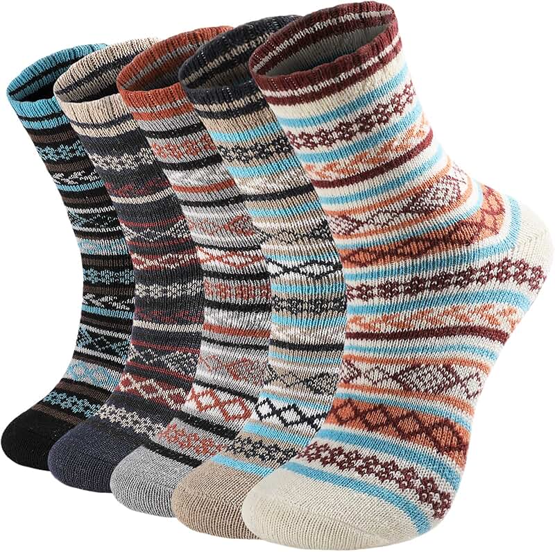 Five Pairs of Soft Warm Wool Socks for Women