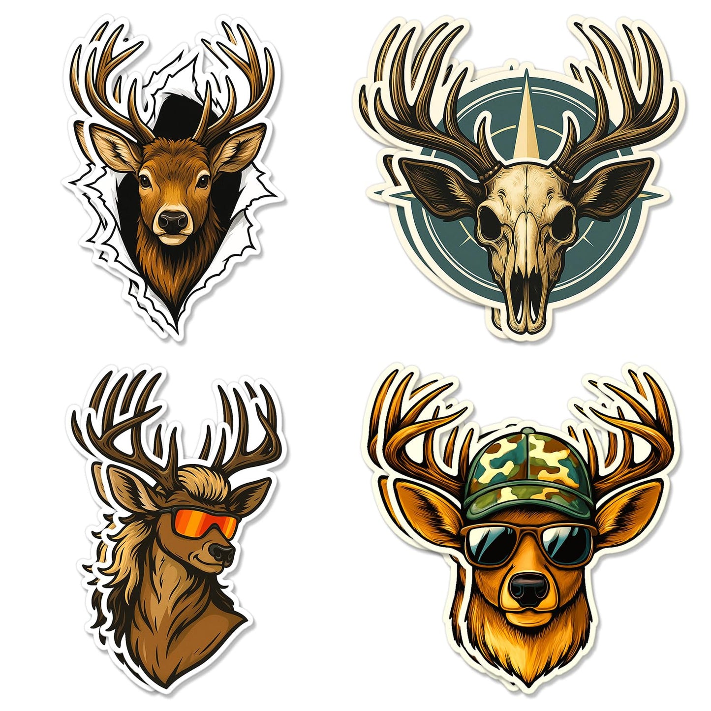 Deer Hunting Stickers Pack – 8 Vinyl Decals for Water Bottles and More