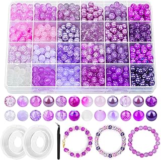 720pcs 8mm Glass Beads in 24 Colors for Jewelry Making