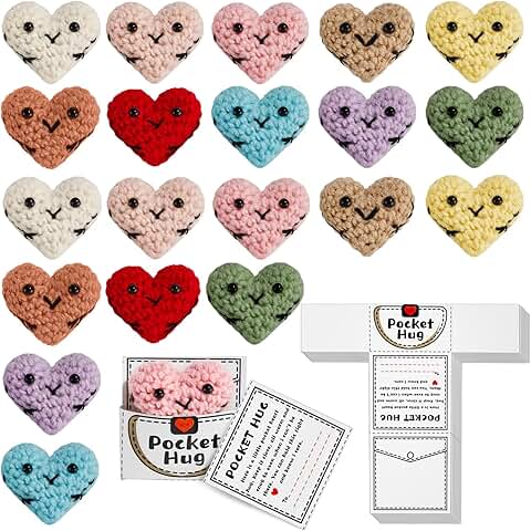 Party greeting set with crochet pocket hugs and gift bags