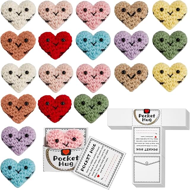 Party greeting set with crochet pocket hugs and gift bags