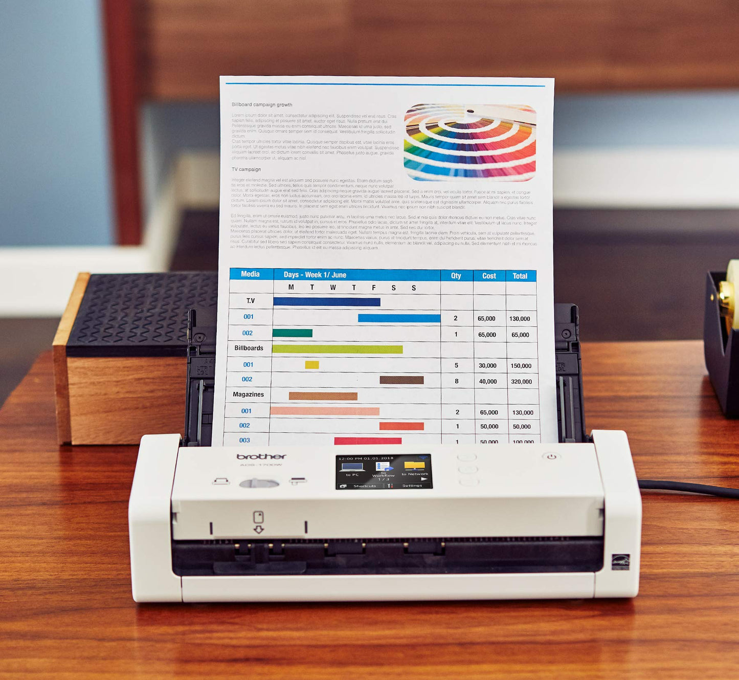 Wireless Document Scanner, ADS-1700W, Fast Scan Speeds, Easy-to-Use, Ideal for Home, Home Office or On-the-Go Professionals (ADS1700W), white