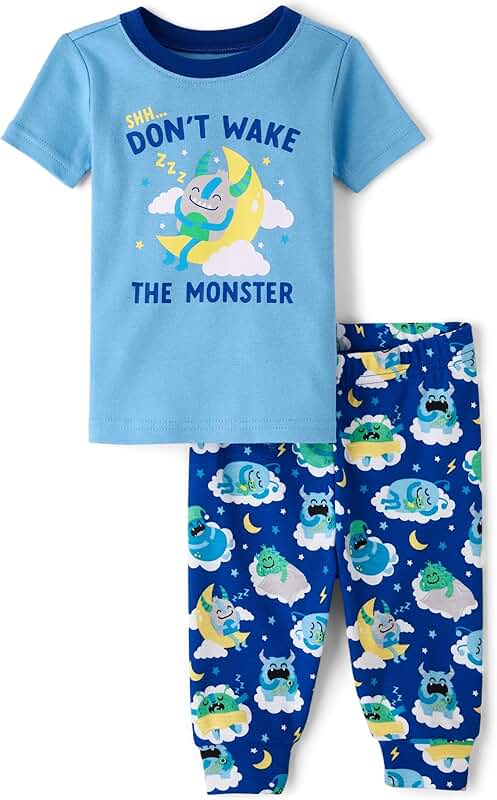 Toddler Cotton Short Sleeve Top and Pants Pajama Set
