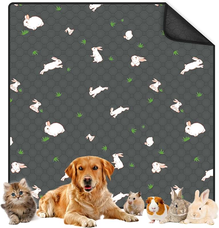 Guinea Pig Cage Liner, 72x72 inches, Washable, Leakproof, Non-Slip