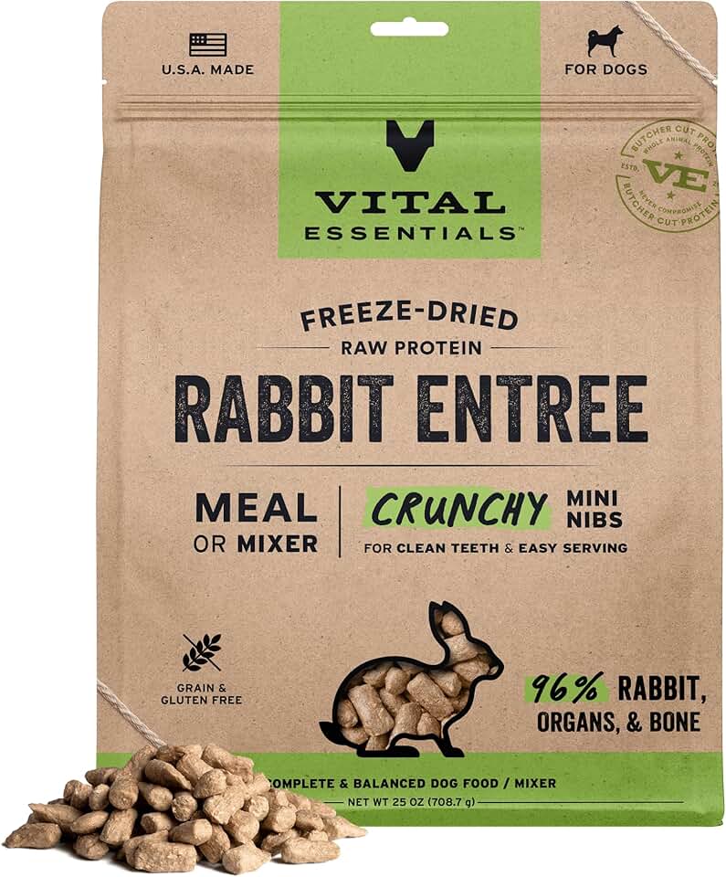Freeze-Dried Raw Rabbit Dog Food, 25 oz