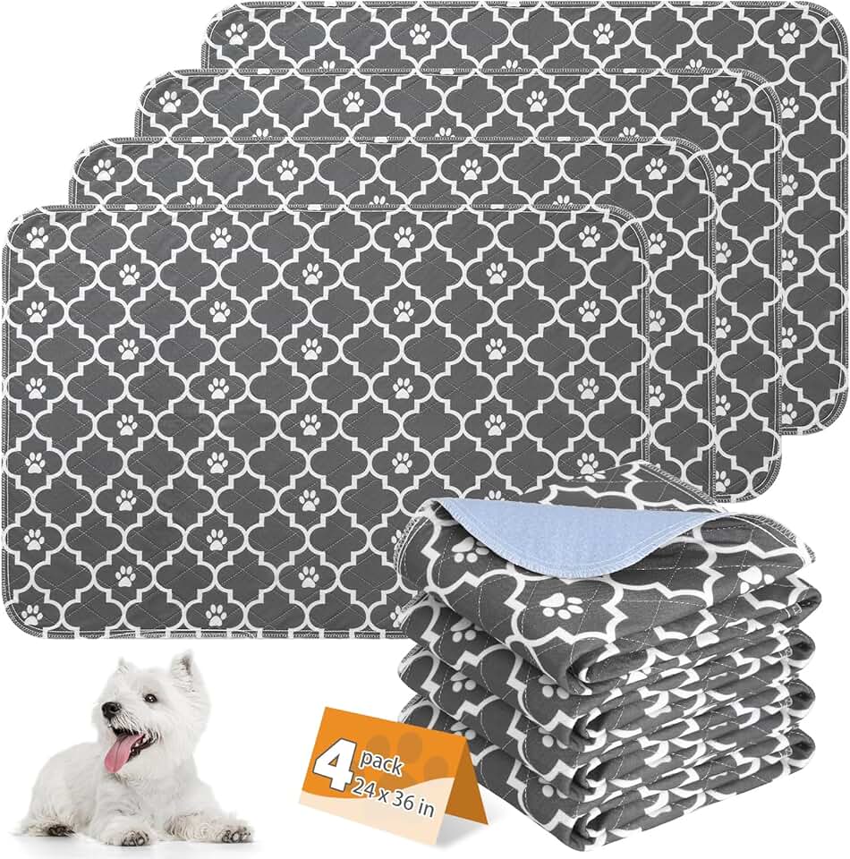 Washable Large Dog Pee Pads, 4 Pack