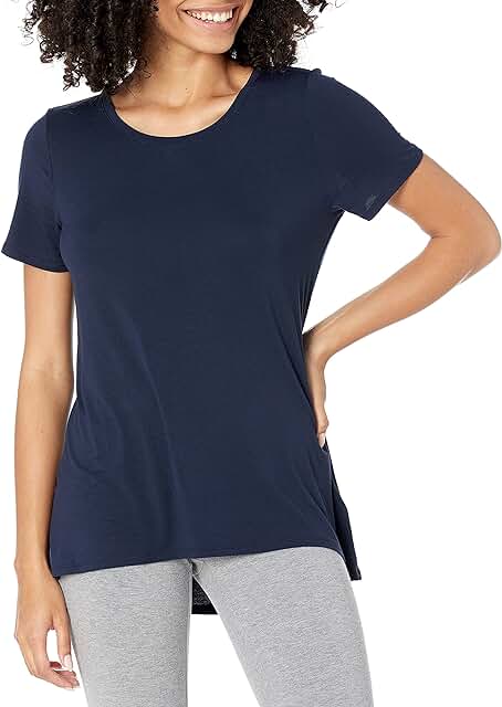 Women's Navy Relaxed Short-Sleeve Scoopneck T-Shirt, Medium