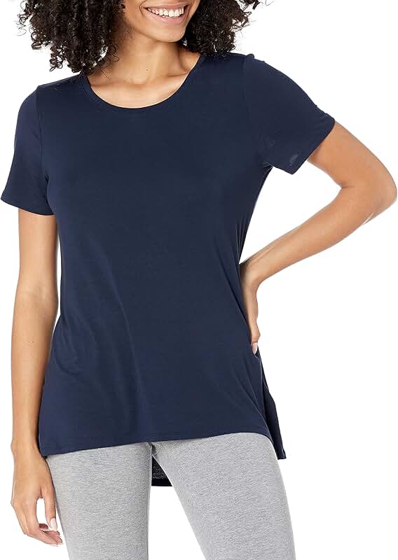Women's Navy Relaxed Short-Sleeve Scoopneck T-Shirt, X-Small