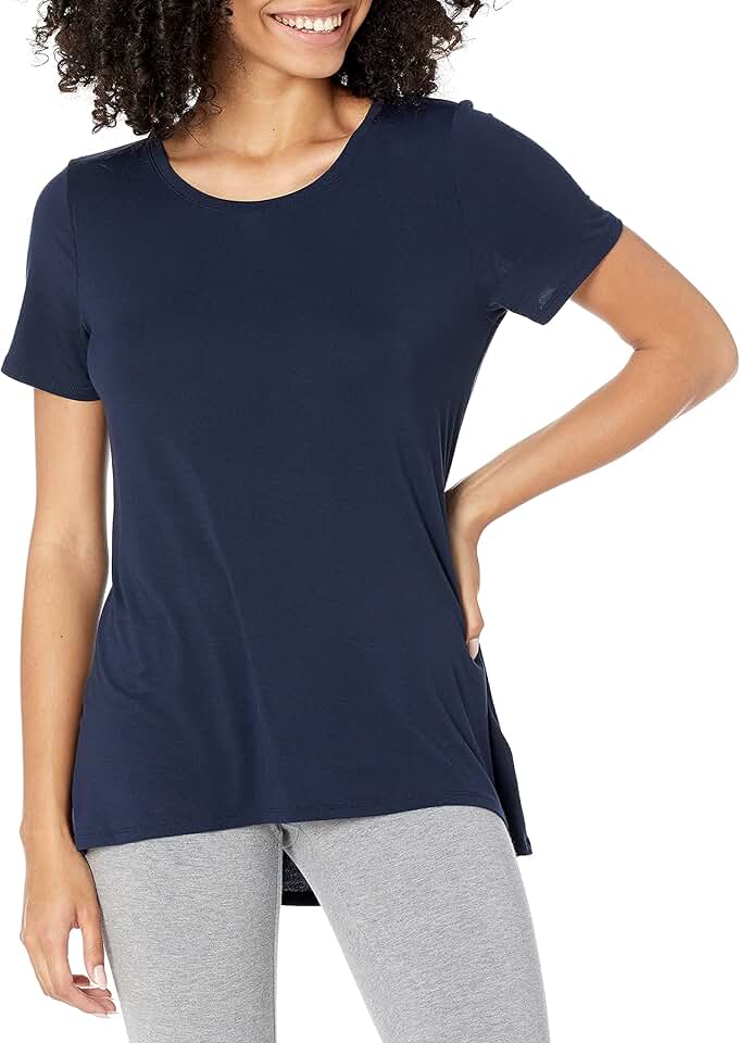 Women's Navy Relaxed Short-Sleeve Scoopneck T-Shirt, X-Small