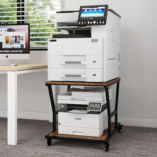 Large 2-Tier Printer Stand with Storage and Wheels