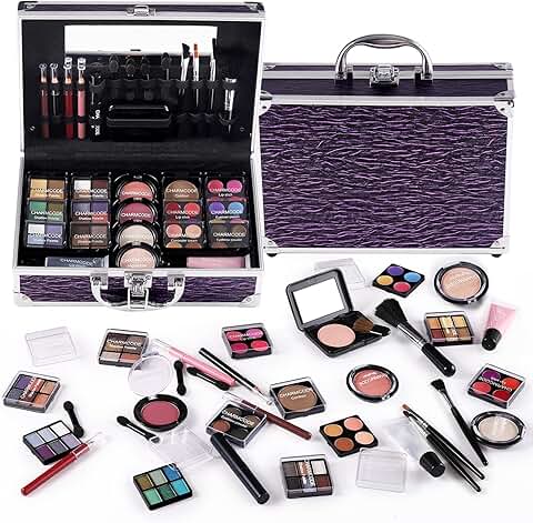 Full Makeup Kit with Eyeshadow, Lip Gloss, Brushes, and More