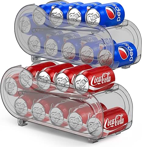 Two-Pack Auto-Rolling Soda Can Organizer for Refrigerator