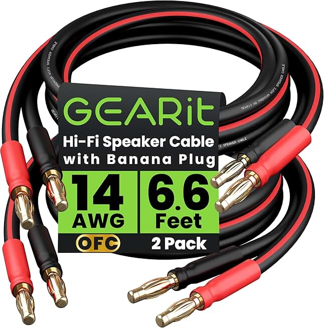 14 AWG Speaker Cable with Banana Plugs